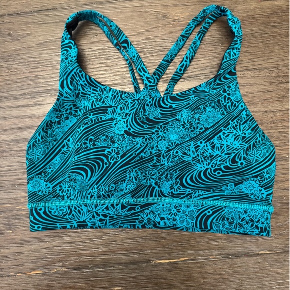 Lululemon Free To Be Kitakami Viridian Green Black Energy Sports Bra Size: 4 - Picture 1 of 2